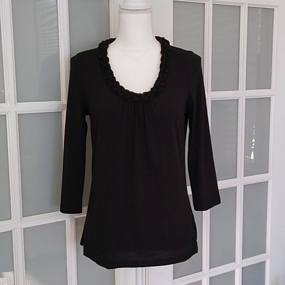 Talbots Petites Black Scoop Neck Blouse - Picture 1 of 10